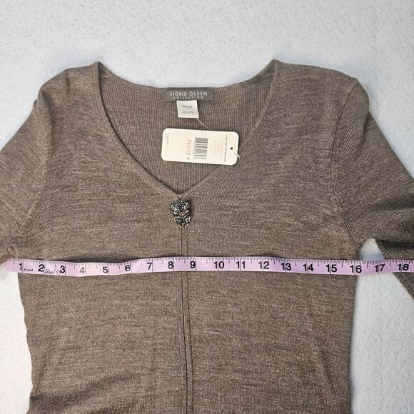 SIGRID OLSON Brown Sweater NWT Sz Small Petite Stretch Soft Long Sleeve - Picture 5 of 6